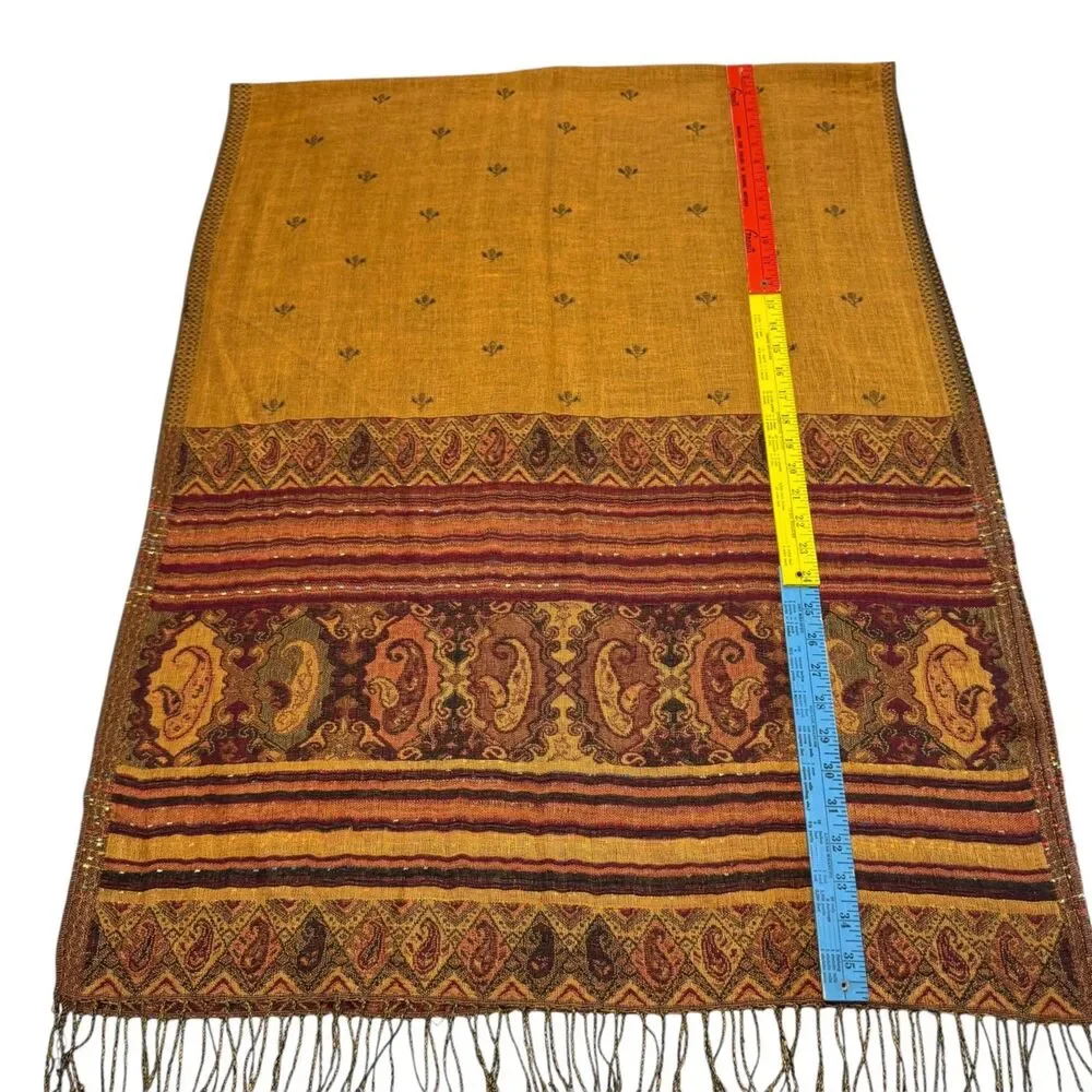 1 Pashmina Scarf Fringe 72 X 28 Fall Wrap Shawl 70% Cashmere 30% Silk Paisley